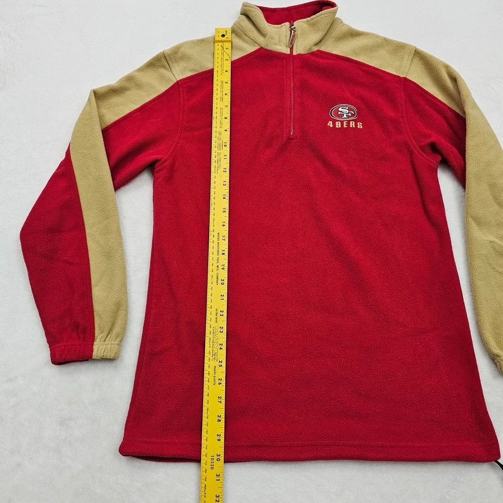 San Francisco 49ers Quarter Zip Fleece Mens M NFL Team‎ Apparel Red Tan Pullover